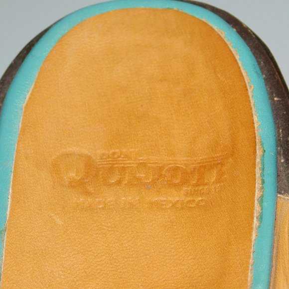 Don Quixote Tooled Leather Western Slip On Boots Mules Made In Mexico Size 8.5 - Picture 5 of 12